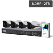 Secureview Professional 8 Channel 8.0MP HDCVI Surveillance Kit (4 x Fixed Cameras, 2TB HDD) CVRKIT-P882F-4